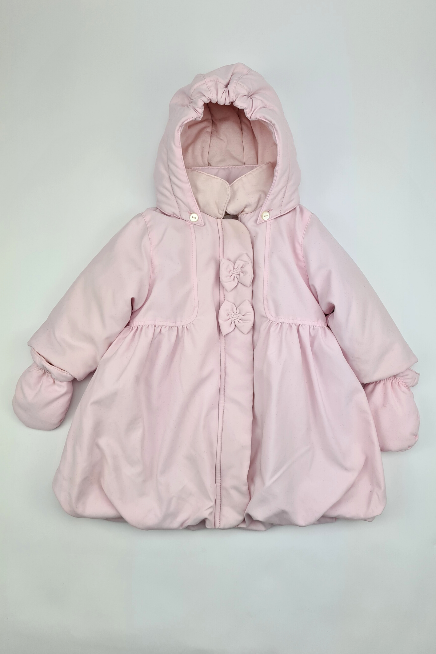 6m - Manteau matelassé et mitaines rose clair *Messy Days*